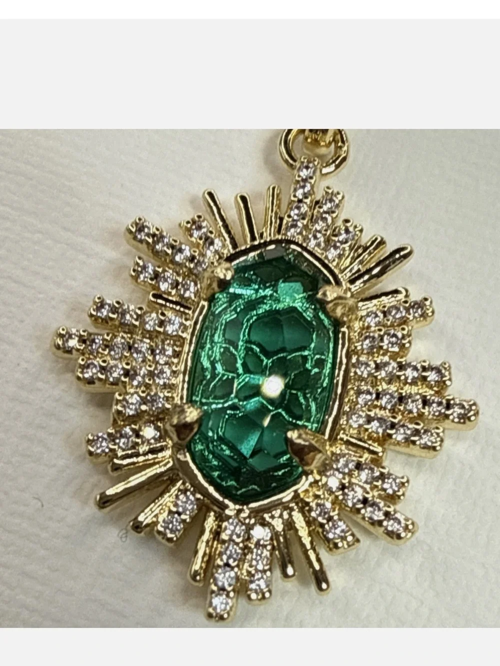 Kendra Scott Grayson Sunburst Drop Earrings in Green Glass NEW